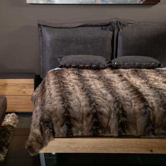 Sable Fur Throw Blanket Tortora