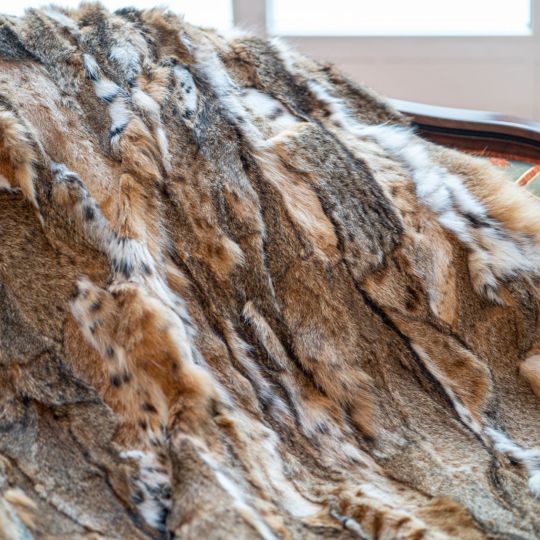 Real Bob Cat Fur Throw Blanket