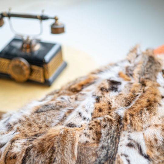 Real Bob Cat Fur Throw Blanket