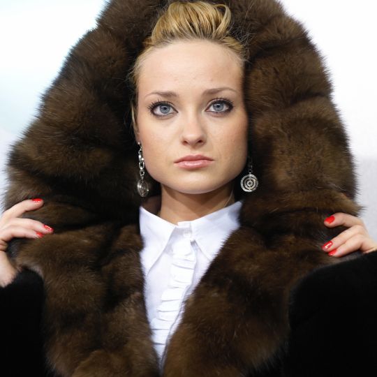 Black Glama Mink Fur Jacket With Sable Inner Hood