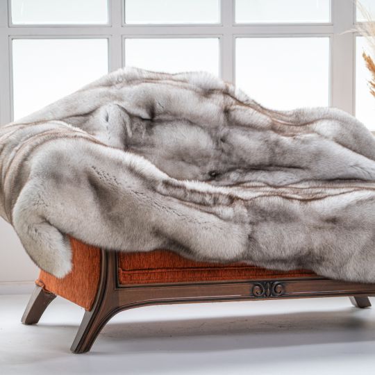 Natural Fox Fur Throw Blanket