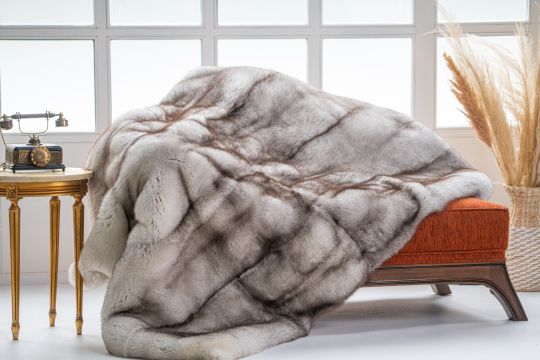 Natural Fox Fur Throw Blanket