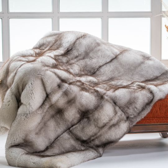 Natural Fox Fur Throw Blanket