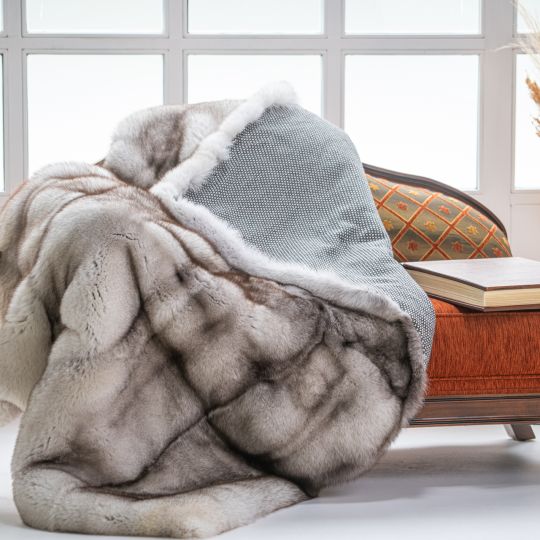 Natural Fox Fur Throw Blanket