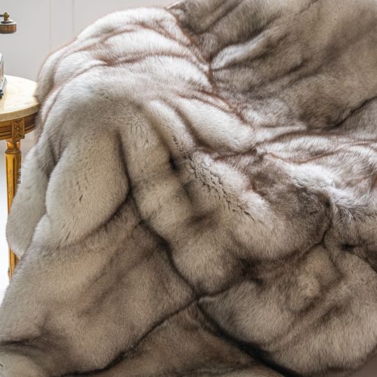 Natural Fox Fur Throw Blanket