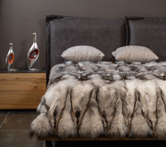 Natural Fox Fur Throw Blanket