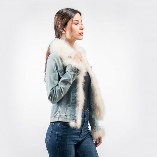 Jeans Jacket with Shadow Fox Trim