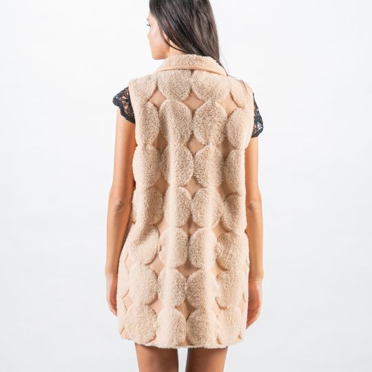 Brown White Sheepskin Vest/Unique