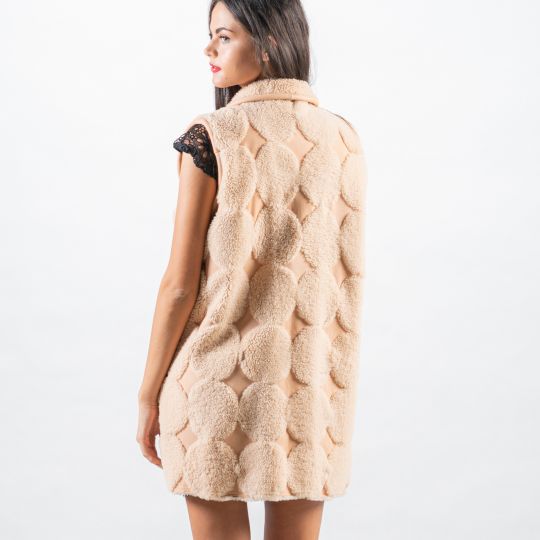 Brown White Sheepskin Vest/Unique