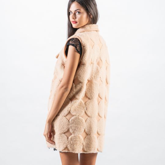 Brown White Sheepskin Vest/Unique