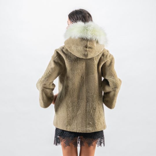 Brown White Sheepskin Vest/Unique