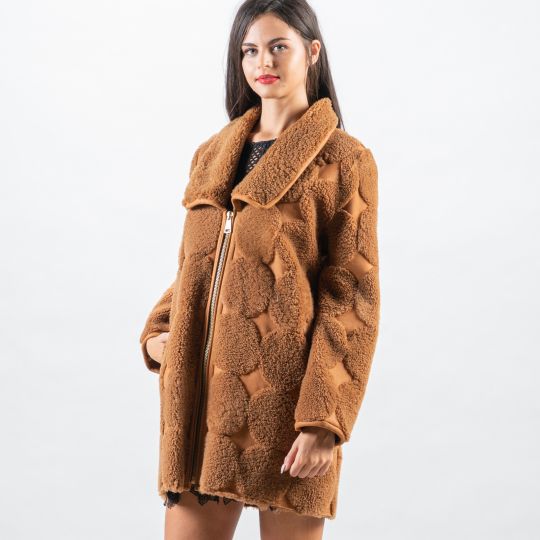 Brown White Sheepskin Vest/Unique