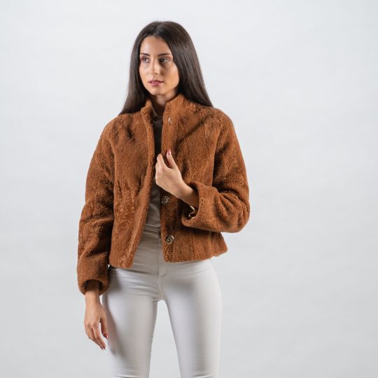 Brown White Sheepskin Vest/Unique