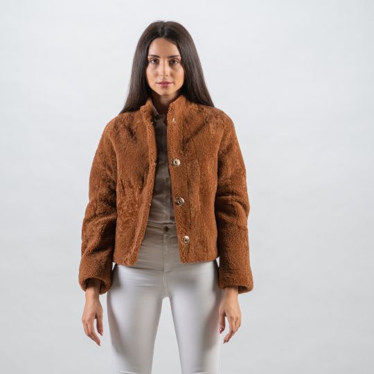 Brown White Sheepskin Vest/Unique