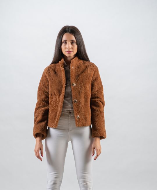 Brown White Sheepskin Vest/Unique