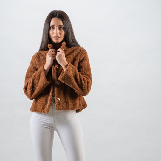 Brown White Sheepskin Vest/Unique