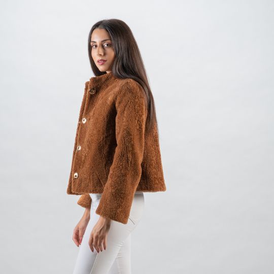 Brown White Sheepskin Vest/Unique