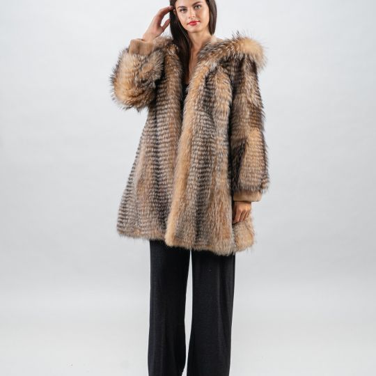 Golden Raccoon Fur Coat