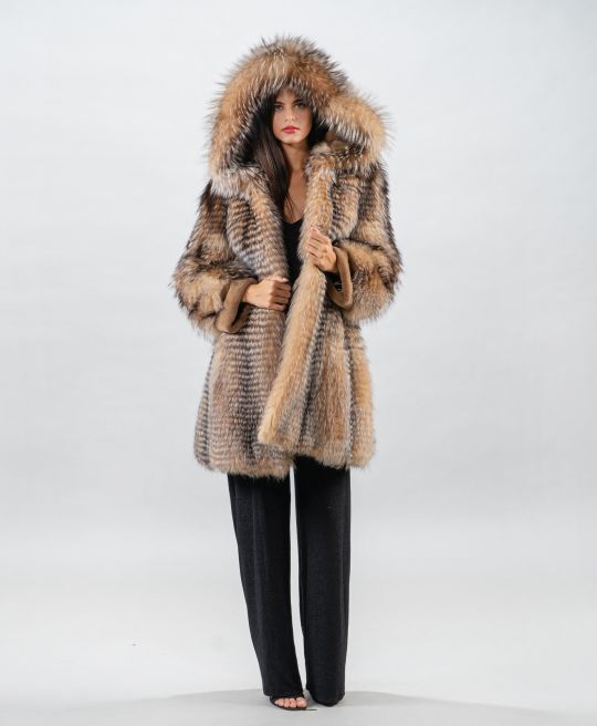 Golden Raccoon Fur Coat