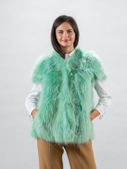 Light Green Fin Raccoon Fur Vest