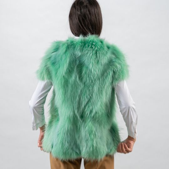 Light Green Fin Raccoon Fur Vest