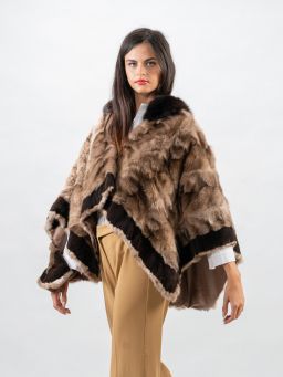 Sable Fur Cape with Velvet Mink Trim