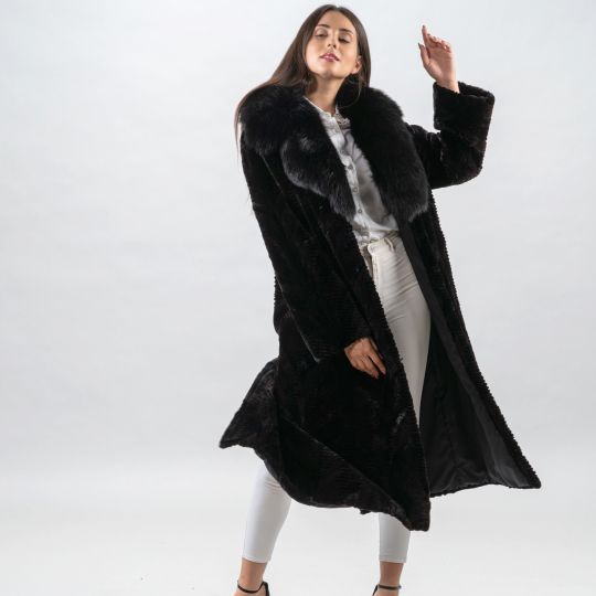 Black Sheared Mink Fur Coat