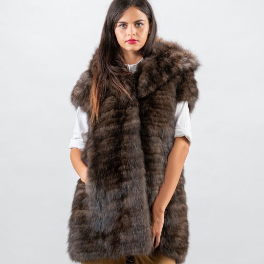 Hooded Sable Fur Vest