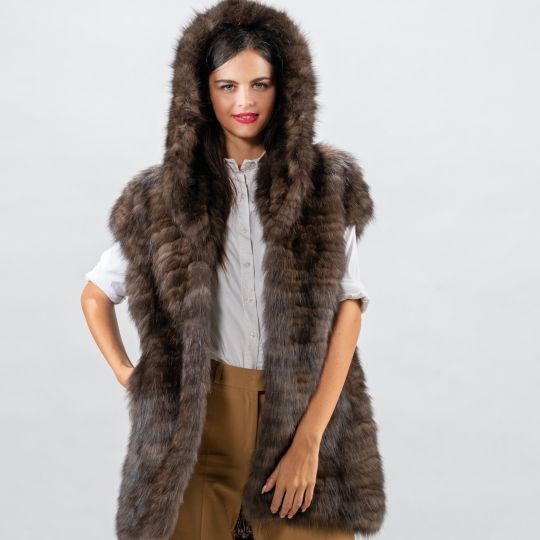 Hooded Sable Fur Vest