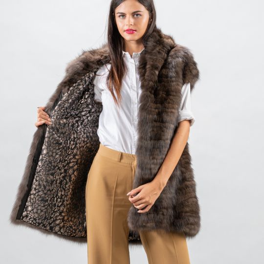 Hooded Sable Fur Vest