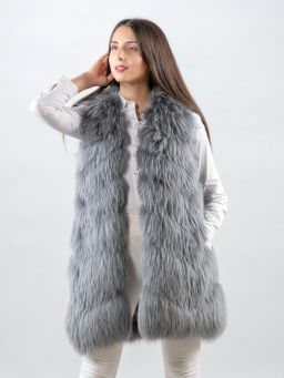 Light Grey Finn Raccoon Fur Vest