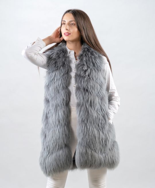 Light Grey Finn Raccoon Fur Vest