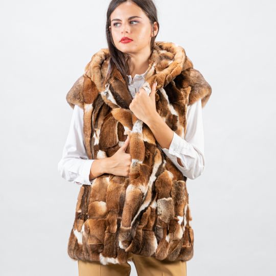 Hooded Orylag Fur Vest