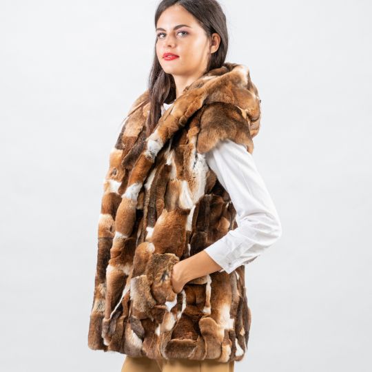 Hooded Orylag Fur Vest