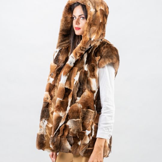 Hooded Orylag Fur Vest