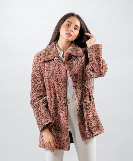 Pink Velvet Mink Fur Jacket