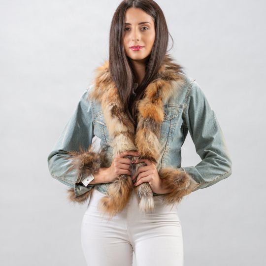 Jeans jacke mit Golden Island Fuchs Besatz