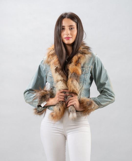 Jeans jacke mit Golden Island Fuchs Besatz