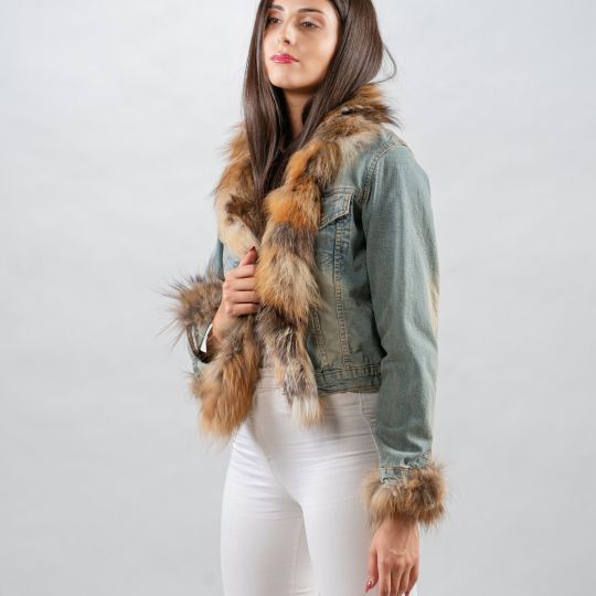 Jeans jacke mit Golden Island Fuchs Besatz