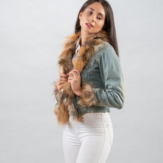 Jeans jacke mit Golden Island Fuchs Besatz