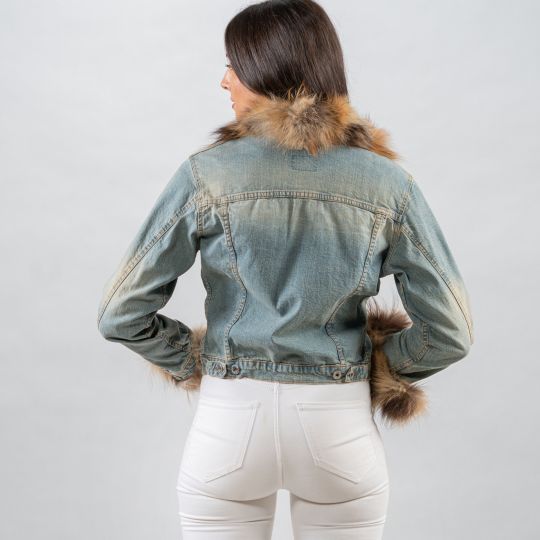 Jeans jacke mit Golden Island Fuchs Besatz