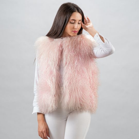 Pink Tibet Lamb Vest