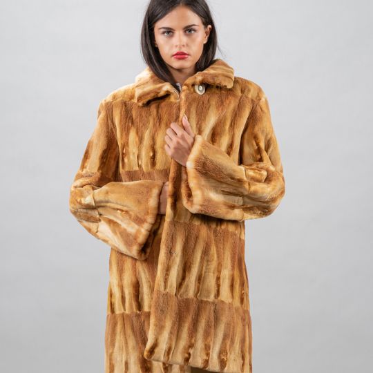 Camel Fox Hair Cut Fur Jacket