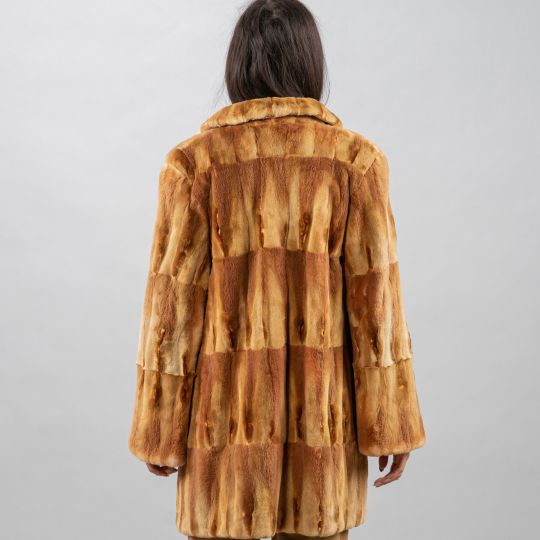 Camel Fox Hair Cut Fur Jacket