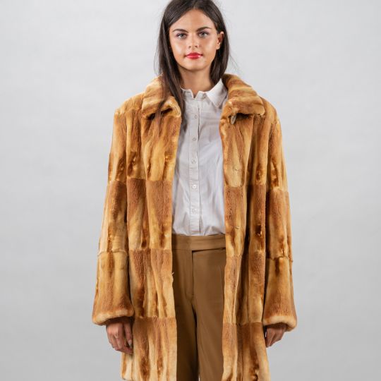 Camel Fox Hair Cut Fur Jacket