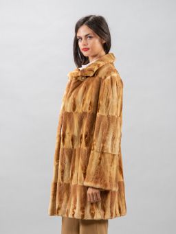 Camel Fox Hair Cut Fur Jacket