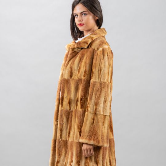 Camel Fox Hair Cut Fur Jacket