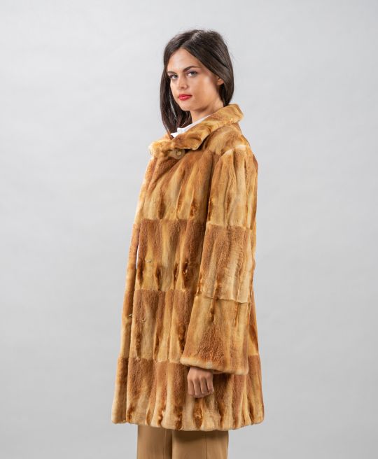 Camel Fox Hair Cut Fur Jacket