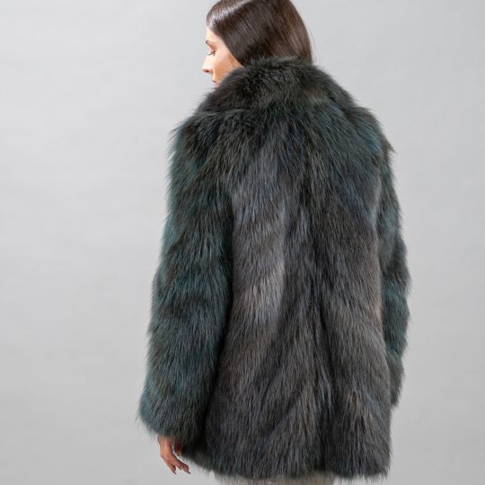 Dark Green Raccoon Fur Jacket