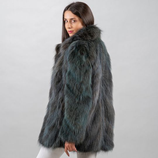 Dark Green Raccoon Fur Jacket